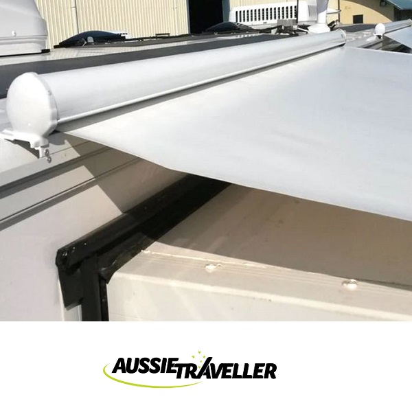 Aussie Traveller SlideOut Awning White 2100 x 700 Roof Mounted