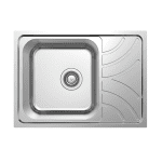 NCE 605mm One Piece Square Sink - Off Centre Drain