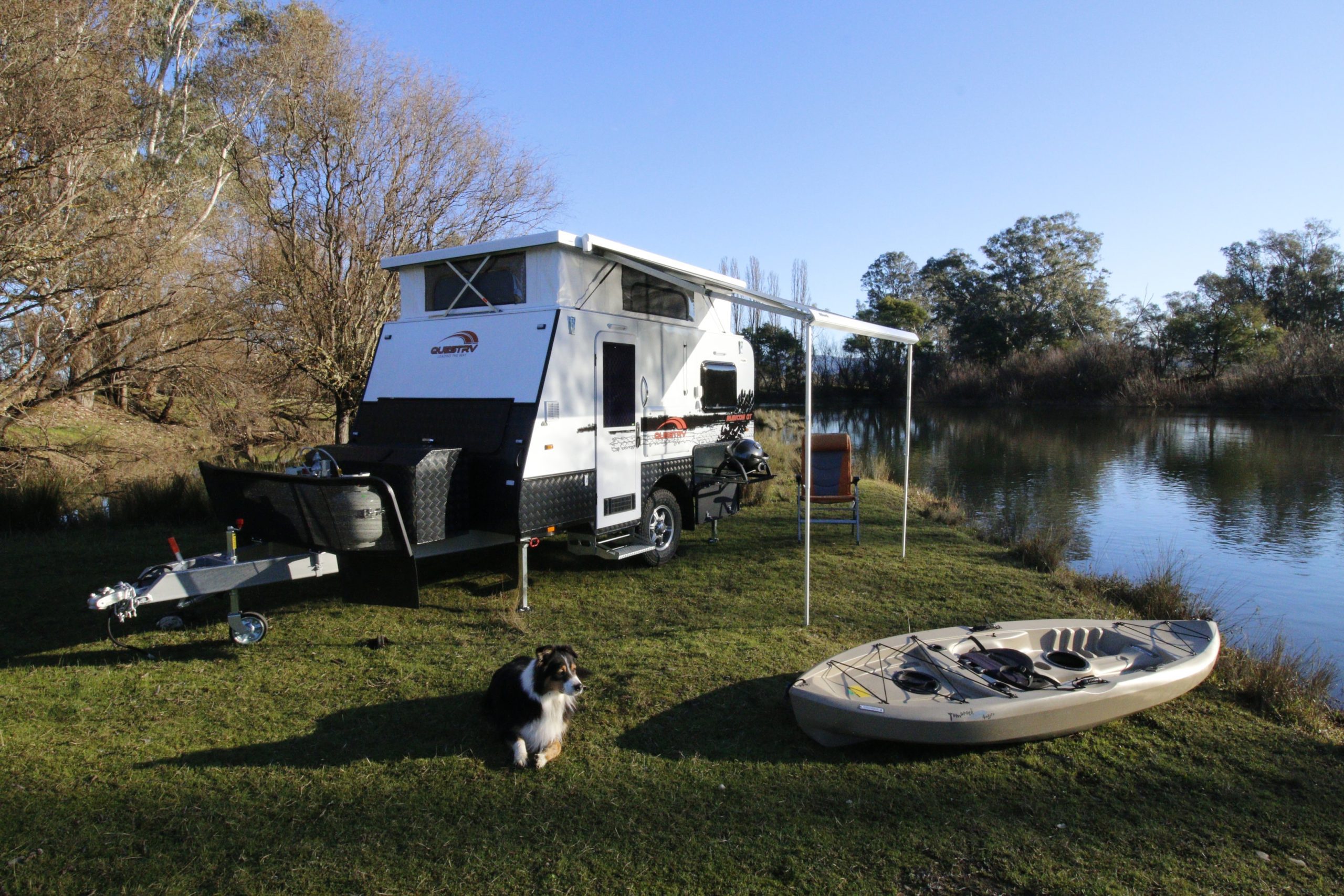 A dog and a view always completes the authors comfy campsite! He needs very few other essentials.