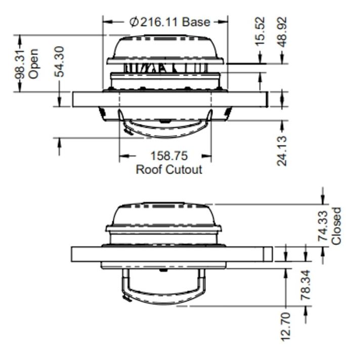 Maxxfan Dome Plus LED Roof/Wall Vent Black 216mm - Image 3